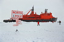 Russian Nuclear Icebreaker "Sovetskiy Soyuz" visiting North Pole with group of tourists. Arctic Ocean, 1998.