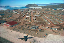 Aerial view of the US Airforce Base at Thule. Northwest Greenland, 1985. Editorial use only.