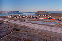 Aerial view of Thule Air Base and Dundas Mountain. Northwest Greenland, 1991.