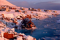 Autumn freeze up at the Inuit community of Savissivik, Northwest Greenland, 1991.