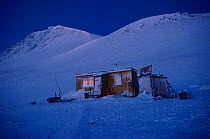Hunter's hut during winter dark time. Savissivik, Northwest Greenland, 1998.