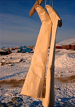 Pair of traditional Inuit womens' sealskin boots. Qaanaaq, Northwest Greenland, 1998.