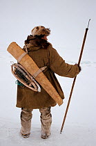 Elderly Chukchi dressed for winter seal hunting. Uelen, Chukotka, Siberia, Russia.