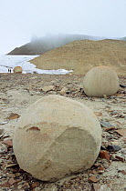 Two spherical stones on Champ Island. Franz Josef Land, Russia, 2004.