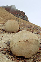 Spherical stones on Champ Island. Franz Josef Land, Russia, 2004.