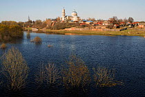 The Gus (Goose) River in flood after Spring thaw at the town of Gus-Zhelenyy. Ryazan Province, Russia, 2006.