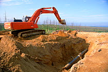 Sakhalin Energy oil and gas pipeline construction site near Val on Sakhalin Island, Russian Far East, 2006.
