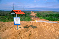 Landscape showing part of Sakhalin Energy's 800 km oil and gas pipeline route near Val on Sakhalin Island, Russian Far East, 2006.