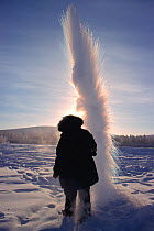 Boiling water exploding into vapour and ice when thrown into cold air at -51 degrees celsius. This is because boiling water is close to a gas and breaks into tiny droplets that freeze simultaneously....