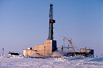 Gas drilling platform on the tundra in Gazprom's Bovanenkovo field. Yamal, Western Siberia, Russia, 1993.