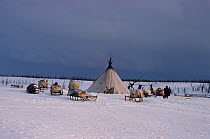 Dark clouds above a Komy herders' camp before Spring snow storm. Yamal, Western Siberia, Russia, 2003.