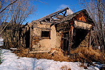 Remains of barrack building in which prisoners slept at the Kinzhalnyi Stalin Camp near Salekhard. Yamal, Western Siberia, Russia, 2003.