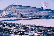 Slag heap from Iron Ore mining at the industrial town of Kiruna, Sweden.