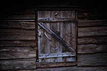 Wooden door, Forollhogna National Park, Norway, September 2008