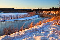 View from a bluff overlooking the Merrimack River, after snowfall. Canterbury, New Hampshire, USA. December 2009