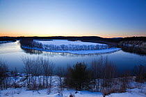 After sunset as seen from a bluff overlooking the Merrimack River in Canterbury, New Hampshire, USA. December 2009