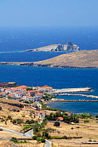 Sigri fishing village and harbour, Isle of Lesbos / Lesvos, Greece. August 2009
