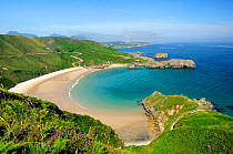 Torimbia beach, a popular beach for naturists, Near Llanes, Asturias, Spain. July 2009
