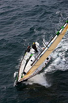 Figaro yacht "Cercle Vert" with Gildas Morvan and Bertrand de Broc. Transat AG2R La Mondiale, Port la Foret, Brittany, France, April 2010.