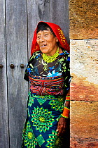 Kuna Indian woman in a doorway, Panama, November 2008