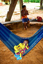 Embra Indian baby in a hammock, Panama, November 2008