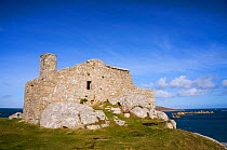 Blockhouse, remains of a 16th century gun tower protecting Old Grimsby harbour, Tresco, Isles of Scilly. December 2009.