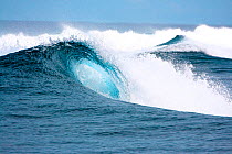 Wave breaking over the outer reef off the island of Yap, Micronesia.