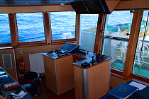 Aft control console onboard fishing vessel "Ocean Harvest" on the North Sea. February 2010, Property released.