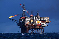 "Ninian Southern" production platform blowing off gas, 90 miles East of the Shetland Isles, March 2010.