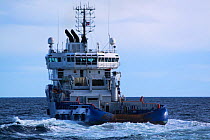 Anchor handling vessel "Sea Panther" on the North Sea, March 2010.