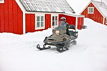 Ski-doo, local transport, Ittoqqortoormiit, Scoresbysund, North East Greenland. March 2009.
