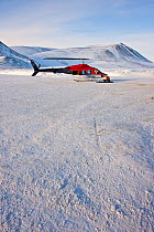 Helicopter, Air Greenland, local transport, Constaple Point, North East Greenland. February 2009.