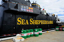 The Sea Shepherd ship 'Steve Irwin' in Freemantle Harbour, Perth, Western Australia, preparing for a voyage to the Antarctic to intercept Japanese whaling ships. December 2009
