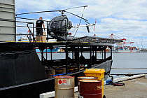 The Sea Shepherd ship 'Steve Irwin' in Freemantle Harbour, Perth, Western Australia, preparing for a voyage to the Antarctic to intercept Japanese whaling ships. Helicopter landing pad,  December 2009
