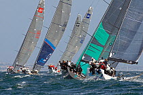 Fleet racing during the Audi Med Cup offshore race, Cascais to Lisbon, Portugal, May 2010.
