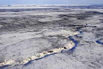 Aerial view of Mackenzie delta in winter, North West Territories, Canada April 2010