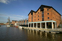 Gloucester docks - modern regeneration - re-use of ancient warehouses. Severn Estuary. Gloucestershire, England, UK. September 2009