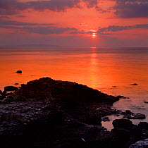 Sunset at the Giant's Causeway, North Antrim Coast, County Antrim, Northern Ireland, UK