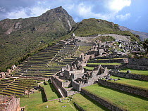 The ruins of Macchu Pichu, World Heritage Site of Humanity and one of the Seven Wonders of the World, Cusco Department, Andes mountains, Peru.
