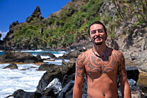 Portrait of Andrew Christian, seventh generation relative of Fletcher Christian, Bounty Bay Pitcairn Island. Model released (release ar or ac). October 2009