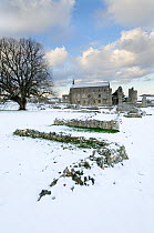 Binham priory, in snow, North Norfolk UK, December 2009