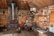 Interior of Shackleton's Nimrod Hut, frozen in time from the British Antarctic Expedition 1907, Cape Royds, McMurdo Sound, Antarctica, November 2008
