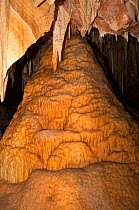 Ngilgi Cave is in a system of limestone caves  richly decorated with the calcium carbonate formations including flowstone. Leeuwin-Naturaliste National Park, Southwest Western Australia