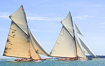 Gaff cutters "Tuiga" and "Mariquita" at the Westward Cup Regatta, Cowes, Isle of Wight. July 2010.