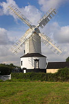Saxtead windmill, built in 1706 it stands 46 feet high and carries sails with a span of almost 55ft. Sufolk, England. June 2009