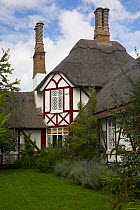 Pretty Thatched Cottages of Somerleyton, Suffolk, England, UK. June 2009
