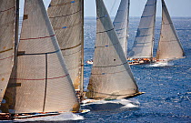 Classic yachts racing at the Panerai Antigua Classic Yacht Regatta, Caribbean, April 2010.