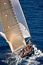 J-Class "Velsheda" sailing at the Panerai Antigua Classic Yacht Regatta, Caribbean, April 2010.