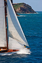 Classic yacht sailing at the Panerai Antigua Classic Yacht Regatta, Caribbean, April 2010.