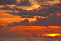 Sun setting in the Exumas, Bahamas, Caribbean, June 2009.